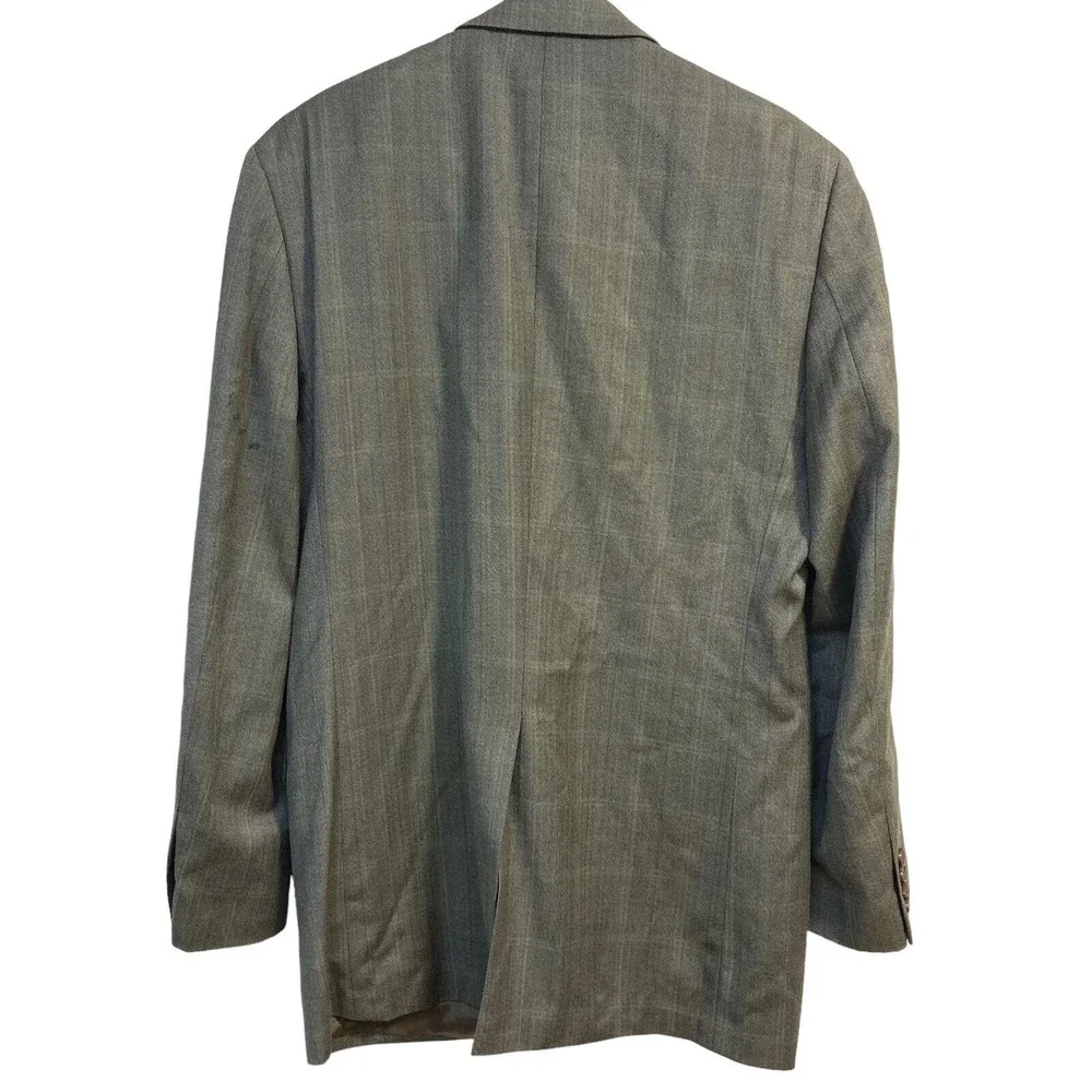 Lauren Ralph Lauren Mens 40L Sport Blazer Jacket Wool/Silk Blend Check Brown